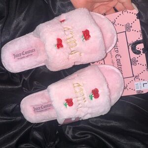 Juicy Couture Pink Fuzzy Slippers